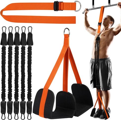 TOBWOLF 250lbs Pull up Assist Band System w/Foot Knee Support, Heavy Duty Anti Snap Chin Up Assistance Bands, Adjustable Pull Up Assist Elastic Resistance Band for Body Stretching Strength Training in Saudi Arabia