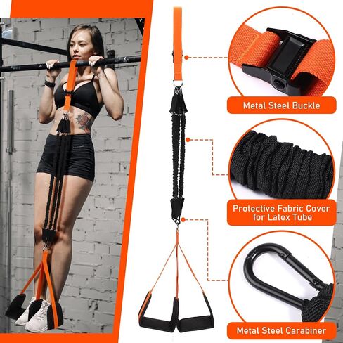 TOBWOLF 250lbs Pull up Assist Band System w/Foot Knee Support, Heavy Duty Anti Snap Chin Up Assistance Bands, Adjustable Pull Up Assist Elastic Resistance Band for Body Stretching Strength Training in Saudi Arabia