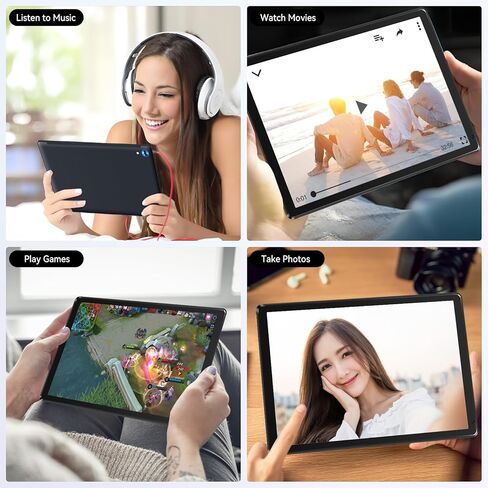 10.1 Inch Tablet, 8GB RAM 128GB ROM 1TB Expand, Android 13 Tablet， Octa-core Processor, 1280x800 IPS HD Touch Screen Tablet, Dual Camera, Bluetooth, 5000mAh Battery (Black) in Saudi Arabia