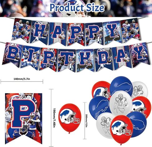 32 Pieces For Buffalo Rugby Team Theme Birthday Party Decorations,18 Balloons,12 Cupcake Toppers,Including 1 Happy Birthday Banner,for Kids Birthday Party Decorations in Saudi Arabia