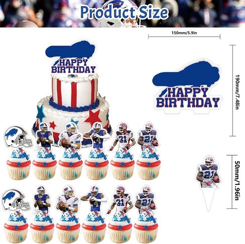 32 Pieces For Buffalo Rugby Team Theme Birthday Party Decorations,18 Balloons,12 Cupcake Toppers,Including 1 Happy Birthday Banner,for Kids Birthday Party Decorations in Saudi Arabia