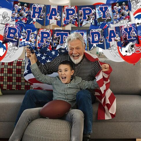 32 Pieces For Buffalo Rugby Team Theme Birthday Party Decorations,18 Balloons,12 Cupcake Toppers,Including 1 Happy Birthday Banner,for Kids Birthday Party Decorations in Saudi Arabia