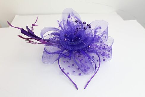 Fascinators Hat with Feather Flower Tea Party Headwear for Girls and Women for Kentucky Derby, Wedding Party Races in Kuwait