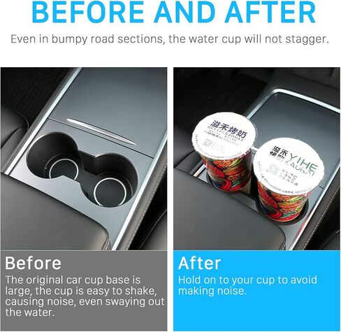 حامل أكواب Carwiner لطراز تسلا 3/Y 2021 2022 2023 ملحقات وحدة التحكم المركزية فتحة مشبك الحد من الانزلاق كأس الماء Hoder إدراج in Kuwait