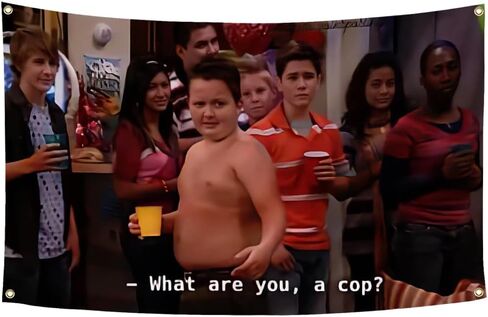 جيبي "ما أنت أيها الشرطي؟" علم مضحك 3x5Ft نسيج مضحك كلية النوم غرفة فرات الرجال كهف جدار العلم in Kuwait
