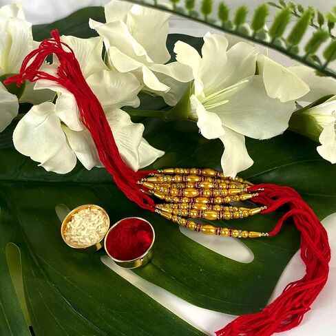 مجموعة من 12 راخي للأخوة موتي، خاتم خرز بتصميم الماس، مجموعة راخي التقليدية المصنوعة يدويًا مع رولي تشاوال، مجموعة هدايا راكشاباندان برو الهندية الاحتفالية in Kuwait