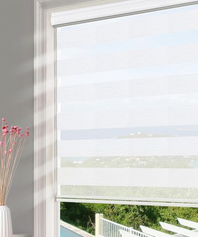 Homebox Zebra Blinds for Indoor Windows, Roller Window Shades, Light Filtering Sheer Privacy Light Control Mini Blinds, Easy to Install, 23" W x 72" H White in Kuwait