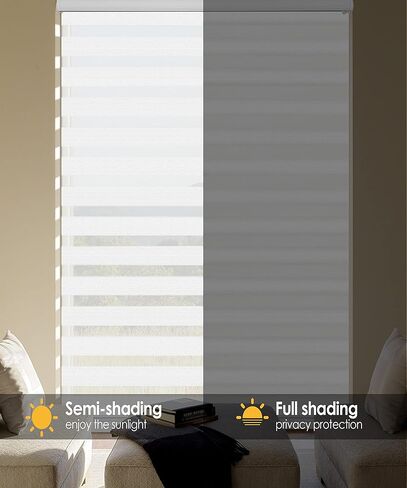 Homebox Zebra Blinds for Indoor Windows, Roller Window Shades, Light Filtering Sheer Privacy Light Control Mini Blinds, Easy to Install, 23" W x 72" H White in Kuwait