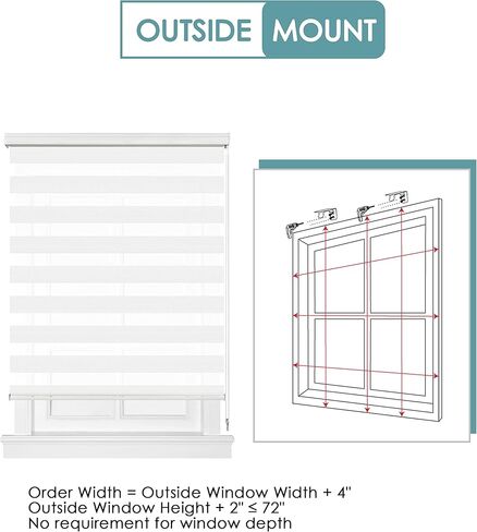 Homebox Zebra Blinds for Indoor Windows, Roller Window Shades, Light Filtering Sheer Privacy Light Control Mini Blinds, Easy to Install, 23" W x 72" H White in Kuwait