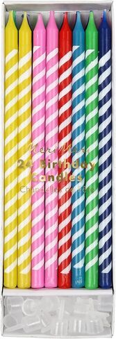 Meri Meri 45-1797 Bright Stripe Party Candles, 24 Candles in 6 Styles in Saudi Arabia