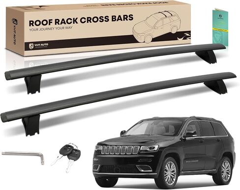 YHTAUTO Roof Rack Cross Bars Fit 11-21 Jeep Grand Cherokee, For Flush Side Rails with Fix Points/Grooved Side Rails, 165 lbs T6063 Aluminum Crossbars Anti-Theft Anti-Rust Rooftop Cargo Carrier Luggage in Saudi Arabia
