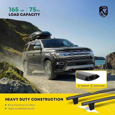 YHTAUTO Roof Rack Cross Bars Fit 11-21 Jeep Grand Cherokee, For Flush Side Rails with Fix Points/Grooved Side Rails, 165 lbs T6063 Aluminum Crossbars Anti-Theft Anti-Rust Rooftop Cargo Carrier Luggage in Saudi Arabia