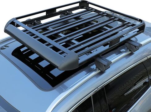 50" Roof Rack Rooftop Cargo Carrier Steel Basket,Universal Roof Rack Cargo Carrier for Pickup Truck,SUV,Black in Saudi Arabia