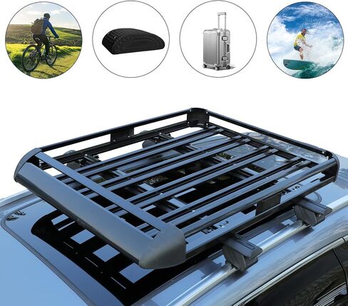 50" Roof Rack Rooftop Cargo Carrier Steel Basket,Universal Roof Rack Cargo Carrier for Pickup Truck,SUV,Black in Saudi Arabia