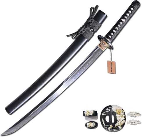 MURASAME Wakizashi Sword T10 Steel Clay Tempered Real Hamon Full Tang Very Sharp in Saudi Arabia