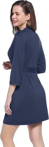 Womens Robe Short Summer Lightweight Long Sleeve Bathrobe with Pockets Viscose (Made from Bamboo) in Saudi Arabia