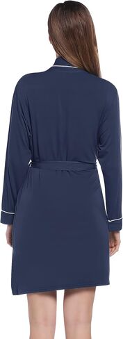 Womens Robe Short Summer Lightweight Long Sleeve Bathrobe with Pockets Viscose (Made from Bamboo) in Saudi Arabia