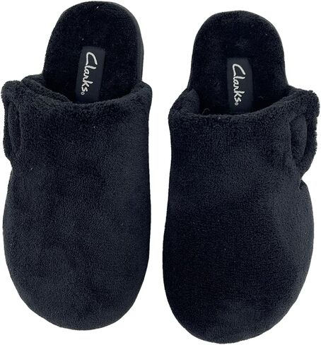 Clarks Womens Open Back Soft Terry Slide Slipper JMS0782T - Adjustable Closure - Indoor Outdoor House Slippers For Women in Saudi Arabia