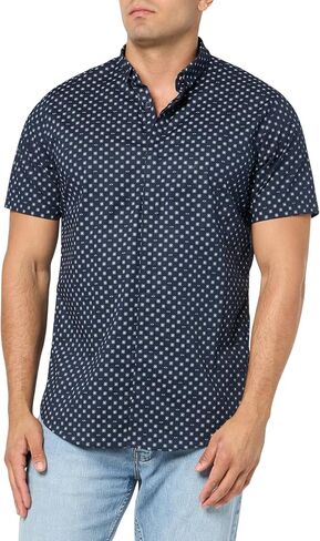 A｜X ARMANI EXCHANGE Men's Short Sleeve Micro Print Button Down Shirt. Slim Fit in Saudi Arabia