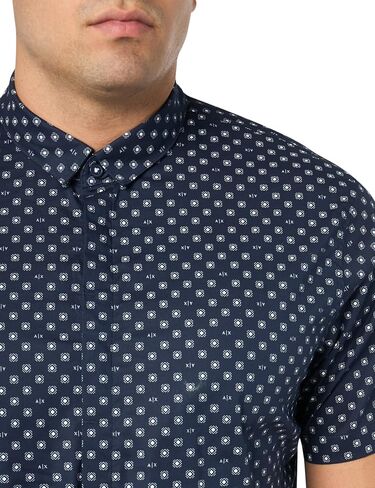 A｜X ARMANI EXCHANGE Men's Short Sleeve Micro Print Button Down Shirt. Slim Fit in Saudi Arabia