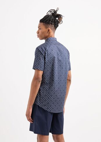 A｜X ARMANI EXCHANGE Men's Short Sleeve Micro Print Button Down Shirt. Slim Fit in Saudi Arabia