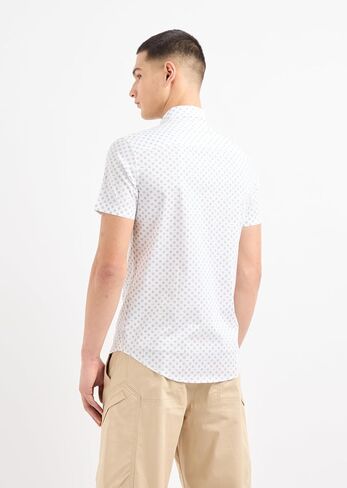 A｜X ARMANI EXCHANGE Men's Short Sleeve Micro Print Button Down Shirt. Slim Fit in Saudi Arabia