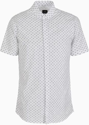 A｜X ARMANI EXCHANGE Men's Short Sleeve Micro Print Button Down Shirt. Slim Fit in Saudi Arabia