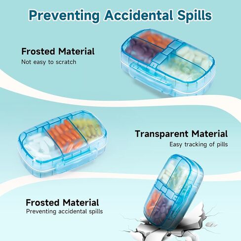 منظم حبوب الدواء للسفر من دافيكي، موزع حبوب الدواء الأسبوعي مرة واحدة في اليوم، صندوق حبوب كبير، حافظة حبوب دواء مقاومة للرطوبة مكونة من 8 أقسام، حامل حبوب محمول للأدوية والمكملات الغذائية والفيتامينات (أسود) in Kuwait
