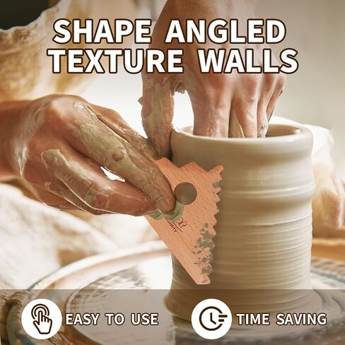 Triangle Pottery Ribs & Pottery Trimming Tools 8Pcs Set :2 Foot Shaper Tools+6 Clay Texture Ribs.Innovative Pottery Rib & Pottery Trimming Tools- Practical Solid Beech Wood Pottery Ribs. in Saudi Arabia