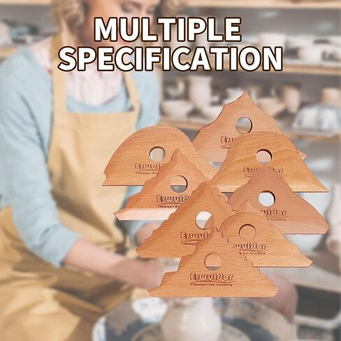 Triangle Pottery Ribs & Pottery Trimming Tools 8Pcs Set :2 Foot Shaper Tools+6 Clay Texture Ribs.Innovative Pottery Rib & Pottery Trimming Tools- Practical Solid Beech Wood Pottery Ribs. in Saudi Arabia