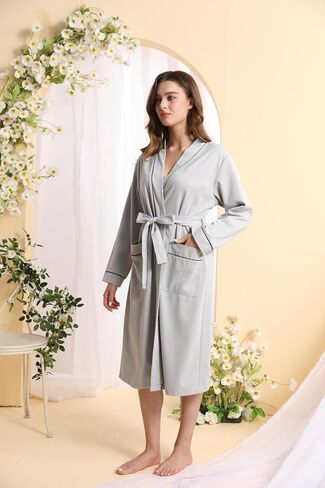 Womens Kimono Robe Lightweight Soft Bathrobe Sleepwear Loungewear with Pockets in Saudi Arabia