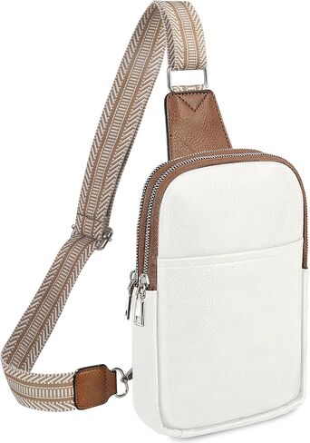Sling Bag for Women Crossbody Bags PU Leather Fanny Pack Chest Bag for Women Trendy with Adjustable Strap (White) in Saudi Arabia