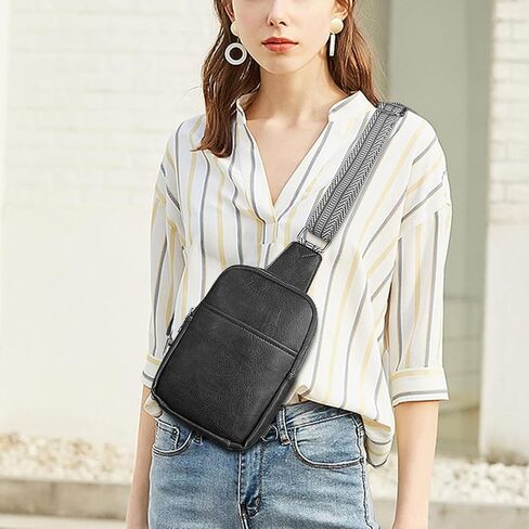 Sling Bag for Women Crossbody Bags PU Leather Fanny Pack Chest Bag for Women Trendy with Adjustable Strap (White) in Saudi Arabia