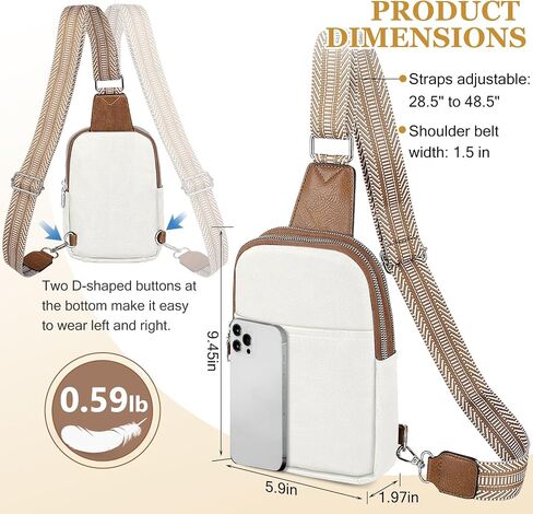 Sling Bag for Women Crossbody Bags PU Leather Fanny Pack Chest Bag for Women Trendy with Adjustable Strap (White) in Saudi Arabia