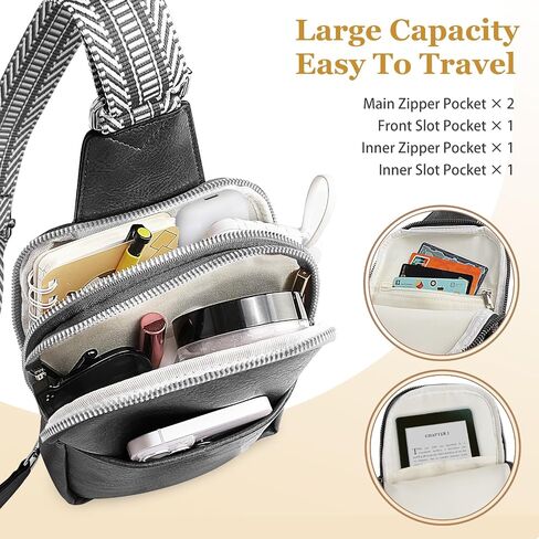 Sling Bag for Women Crossbody Bags PU Leather Fanny Pack Chest Bag for Women Trendy with Adjustable Strap (White) in Saudi Arabia