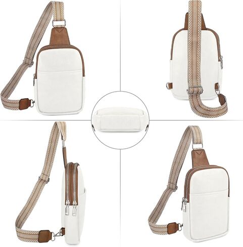Sling Bag for Women Crossbody Bags PU Leather Fanny Pack Chest Bag for Women Trendy with Adjustable Strap (White) in Saudi Arabia