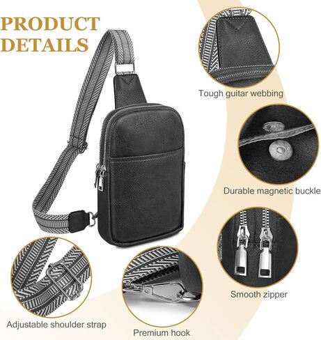 Sling Bag for Women Crossbody Bags PU Leather Fanny Pack Chest Bag for Women Trendy with Adjustable Strap (White) in Saudi Arabia