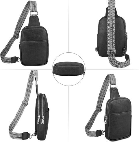 Sling Bag for Women Crossbody Bags PU Leather Fanny Pack Chest Bag for Women Trendy with Adjustable Strap (White) in Saudi Arabia