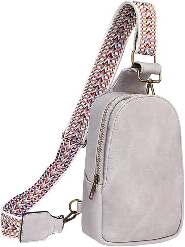 Sling Bag for Women Crossbody Bags PU Leather Fanny Pack Chest Bag for Women Trendy with Adjustable Strap (White) in Saudi Arabia