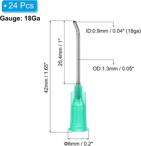 PATIKIL 27Ga × 1 بوصة نصائح إبرة الاستغناء، 24 قطعة الفولاذ المقاوم للصدأ 45 درجة قبل عازمة الغراء أنبوب إبرة حادة مع قفل Luer لقضيب زيت الغراء، أبيض in Kuwait