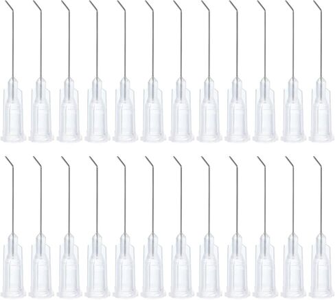 PATIKIL 27Ga × 1 بوصة نصائح إبرة الاستغناء، 24 قطعة الفولاذ المقاوم للصدأ 45 درجة قبل عازمة الغراء أنبوب إبرة حادة مع قفل Luer لقضيب زيت الغراء، أبيض in Kuwait