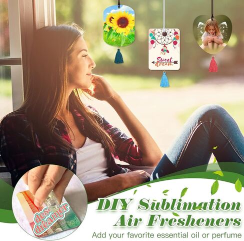 ZOCONE 50 Pcs Sublimation Air Fresheners Blanks with Bags Tassels Elastic Rope, White Felt Sublimation Blanks Bulk for Car and Home Hanging Air Freshener, 5 Shapes Fragrant Sheets (50 PCS 5 Shape) in Saudi Arabia
