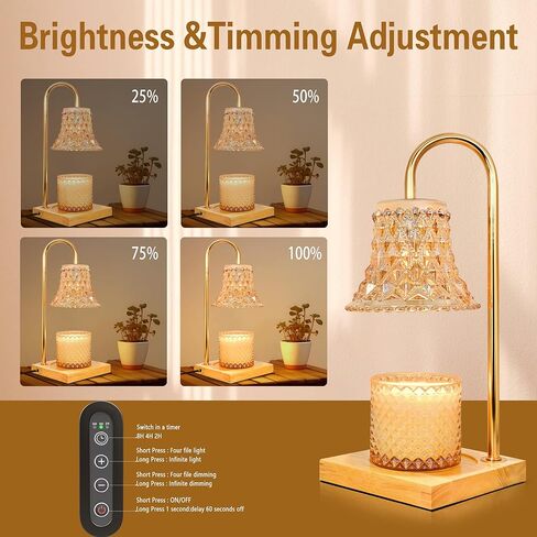 مصباح تدفئة الشموع، سخان شموع كهربائي مع مؤقت، ضوء شمعة خافت، جهاز صهر الشموع الكهربائي، متوافق مع الشموع الصغيرة والكبيرة، حاملات شموع عطرية لتزيين المنزل، ذهبي in Kuwait