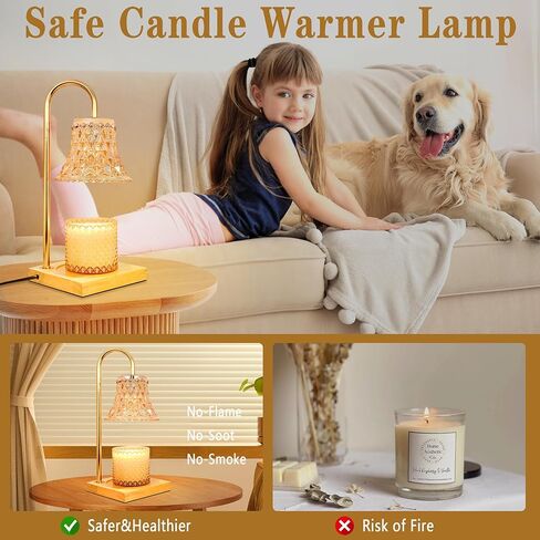 مصباح تدفئة الشموع، سخان شموع كهربائي مع مؤقت، ضوء شمعة خافت، جهاز صهر الشموع الكهربائي، متوافق مع الشموع الصغيرة والكبيرة، حاملات شموع عطرية لتزيين المنزل، ذهبي in Kuwait