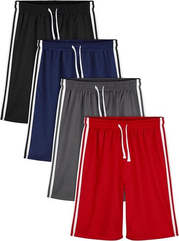 4 قطع من السراويل الرياضية للأولاد، شورتات أداء سريعة الجفاف، شورتات شبكية للأطفال الصغار، شورتات كرة السلة النشطة، شورتات صيفية للأولاد in Kuwait