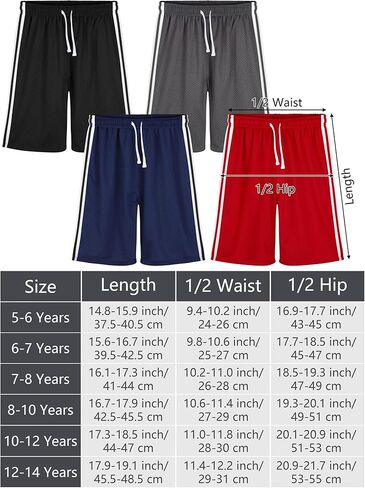 4 قطع من السراويل الرياضية للأولاد، شورتات أداء سريعة الجفاف، شورتات شبكية للأطفال الصغار، شورتات كرة السلة النشطة، شورتات صيفية للأولاد in Kuwait