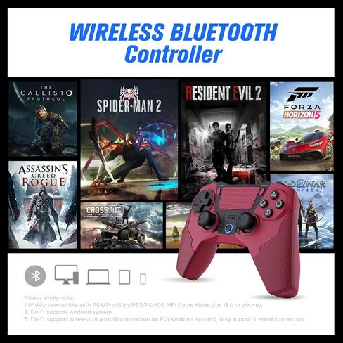 وحدة تحكم لاسلكية CTPOWER لوحدة التحكم PS4/Slim/Pro/PS3، مكبر صوت مدمج/اهتزاز مزدوج محسّن/وظيفة مستشعر حركة 6 محاور in Kuwait