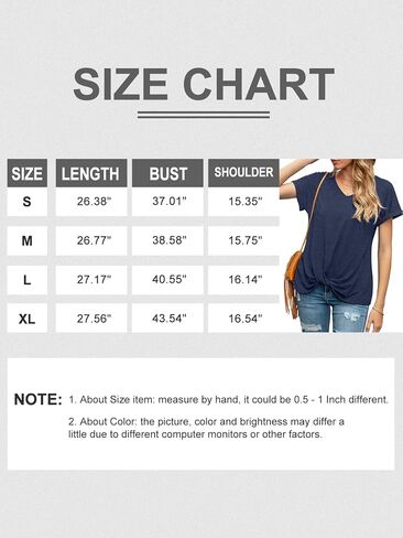 Anbech Twist Knot Tops for Women Solid Color V-Neck Round Neck T Shirt Casual Short Sleeves Tunic Tees in Saudi Arabia
