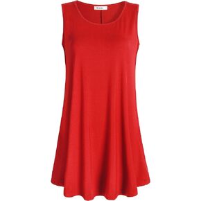 Esenchel Women's Flowy Sleeveless Tunic Top for Leggings M Red