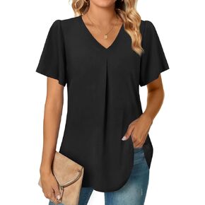 Womens Tops Casual Fashion Short Sleeve Summer Tops V Neck T Shirts Trendy Clothes